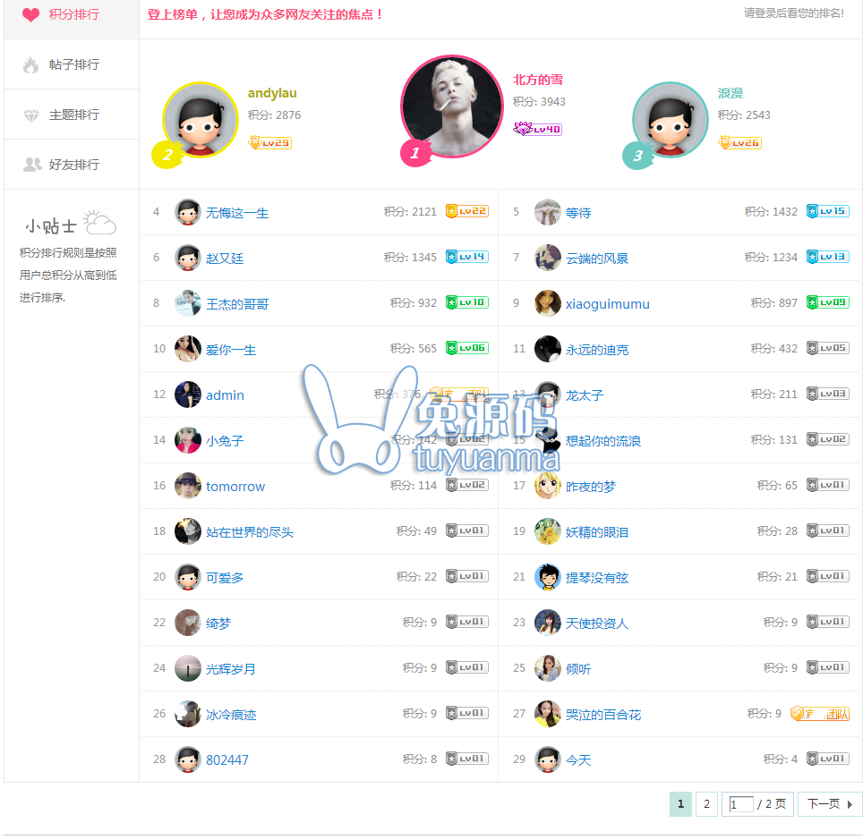 [Q]会员排行榜 通用版 价值89元